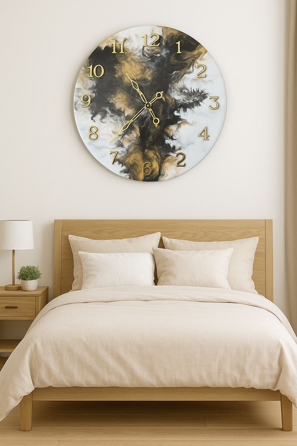 Obsidian Bloom – Handcrafted Resin Wall Clock