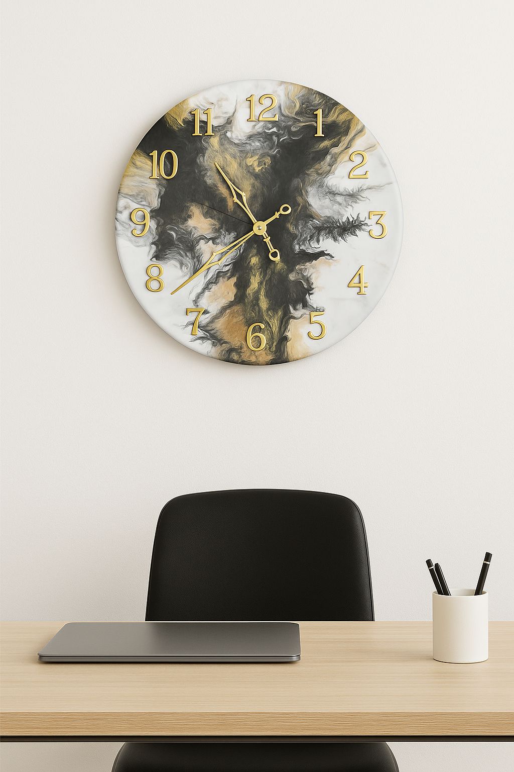 Obsidian Bloom – Handcrafted Resin Wall Clock