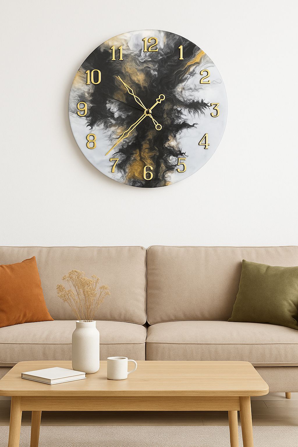 Obsidian Bloom – Handcrafted Resin Wall Clock
