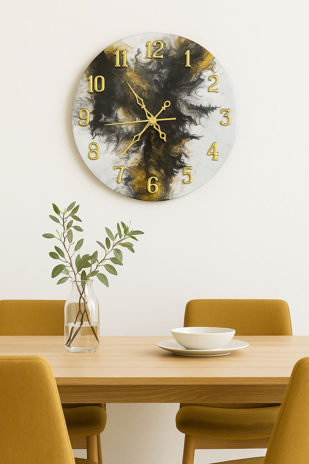 Obsidian Bloom – Handcrafted Resin Wall Clock