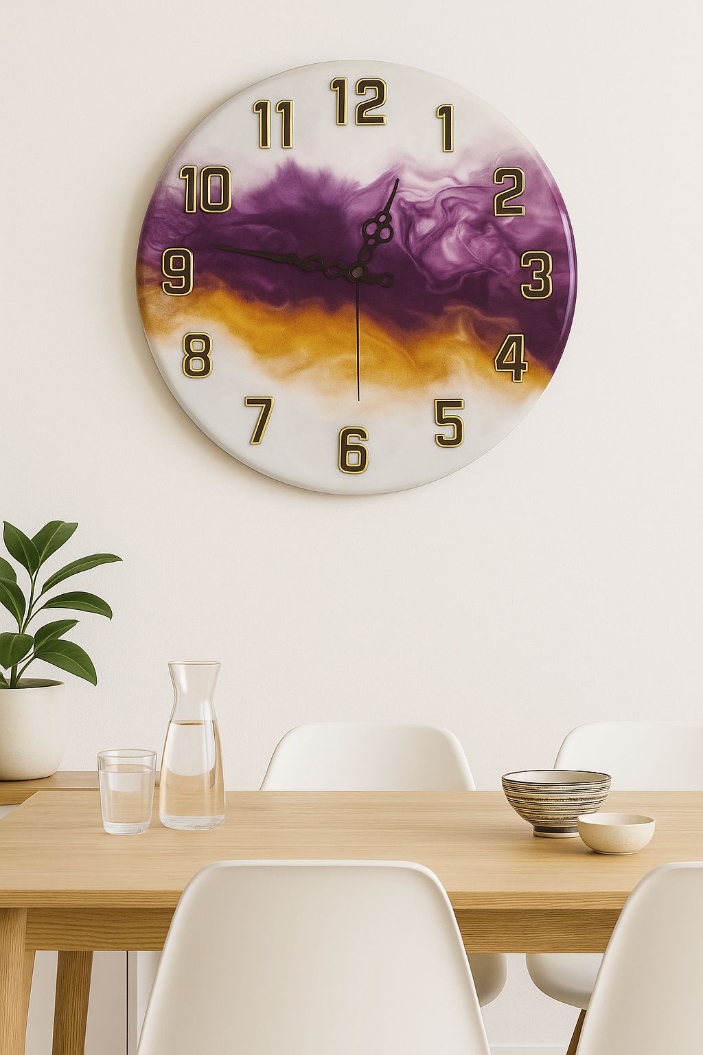 Twilight Bloom – Handcrafted Resin Wall Clock
