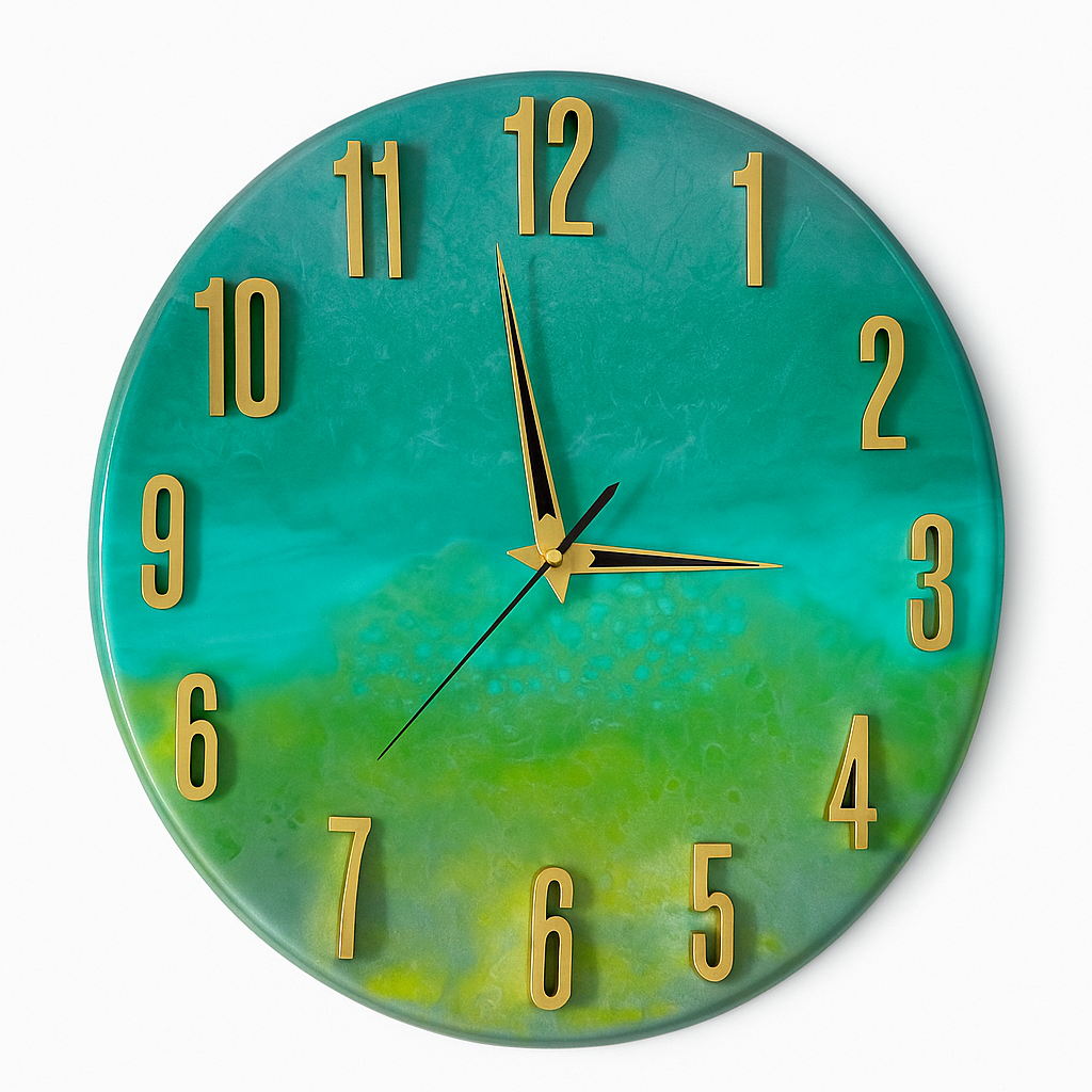 Verdant Horizon Epoxy Resin Wall Clock