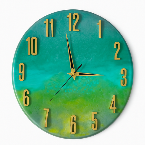 Verdant Horizon Epoxy Resin Wall Clock