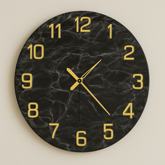 Midnight Marble Epoxy Resin Wall Clock