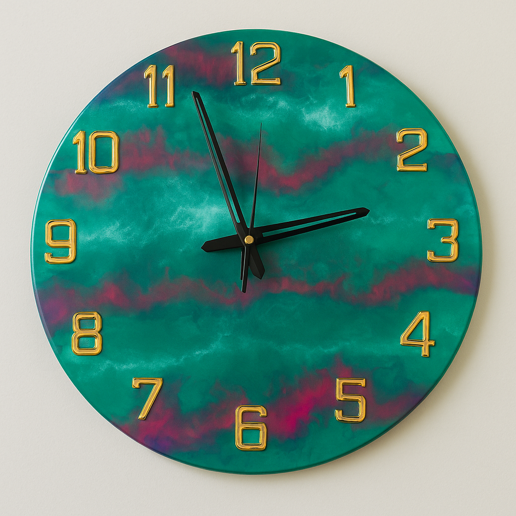 Mystic Jade Resin Wall Clock