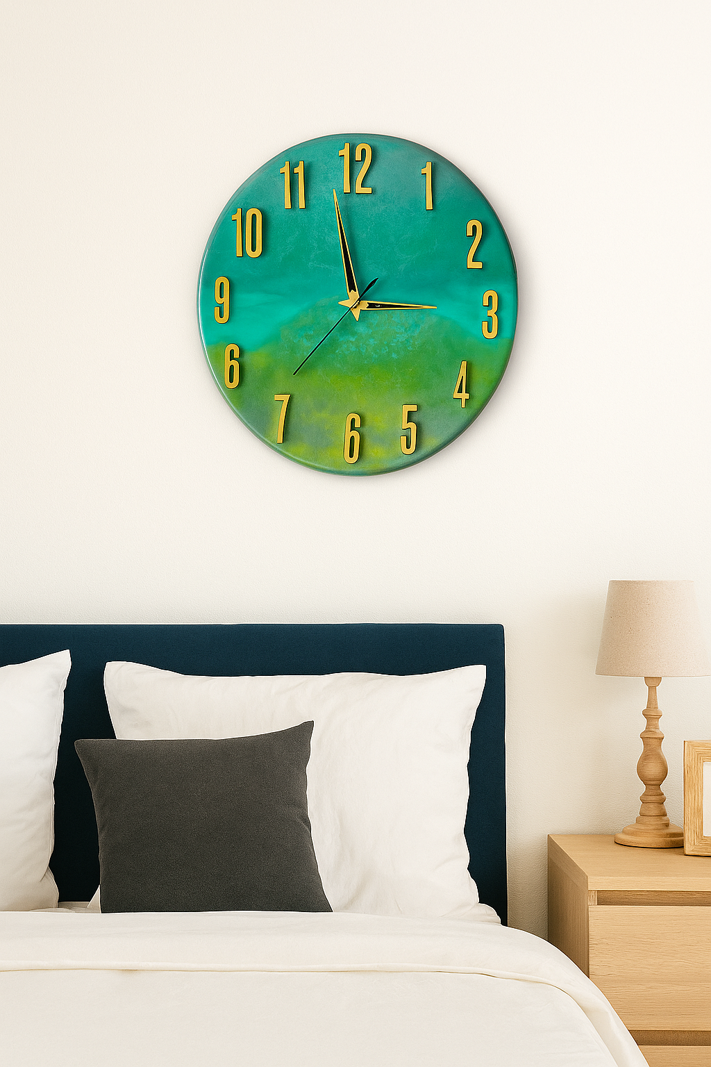 Verdant Horizon Epoxy Resin Wall Clock