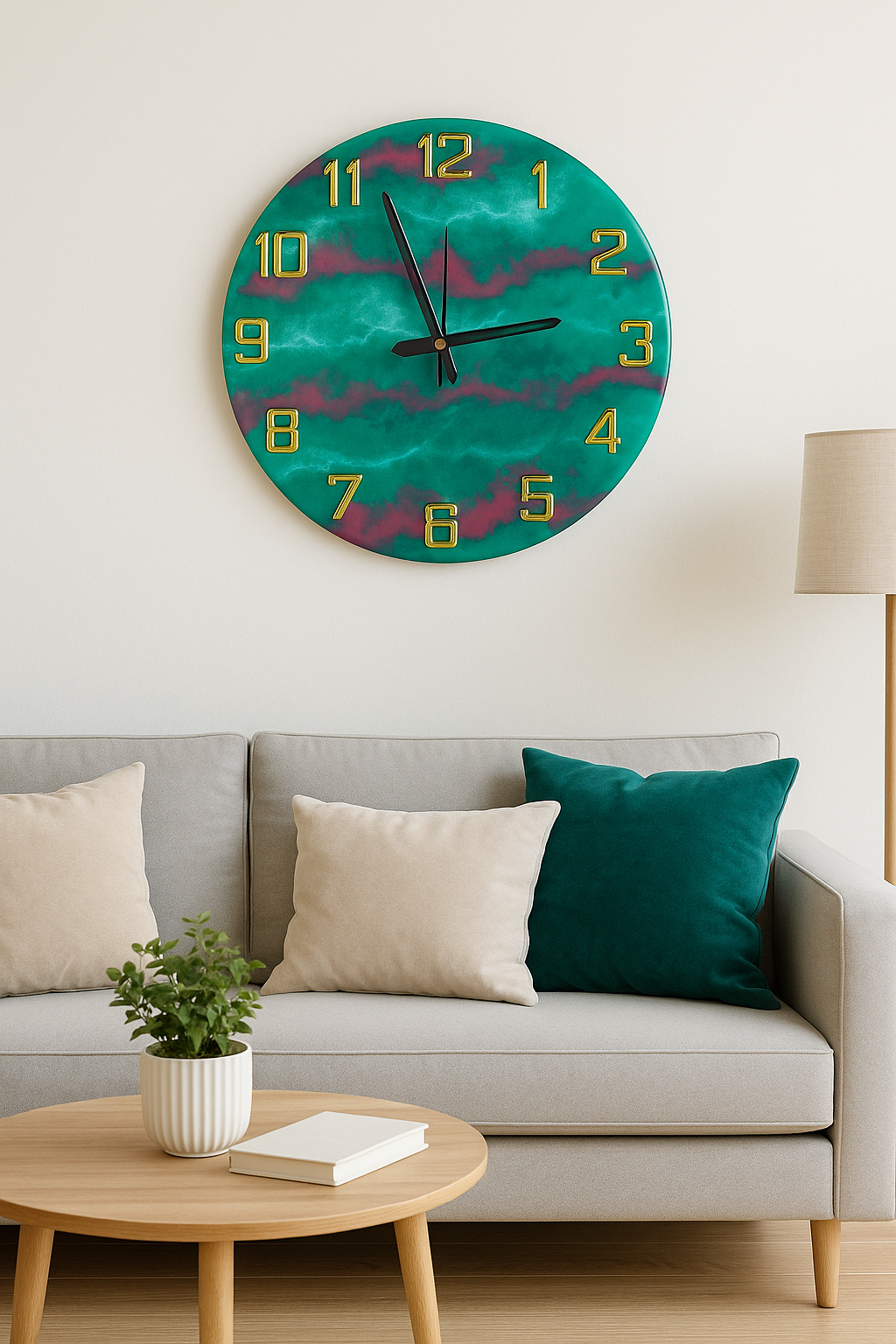 Mystic Jade Resin Wall Clock