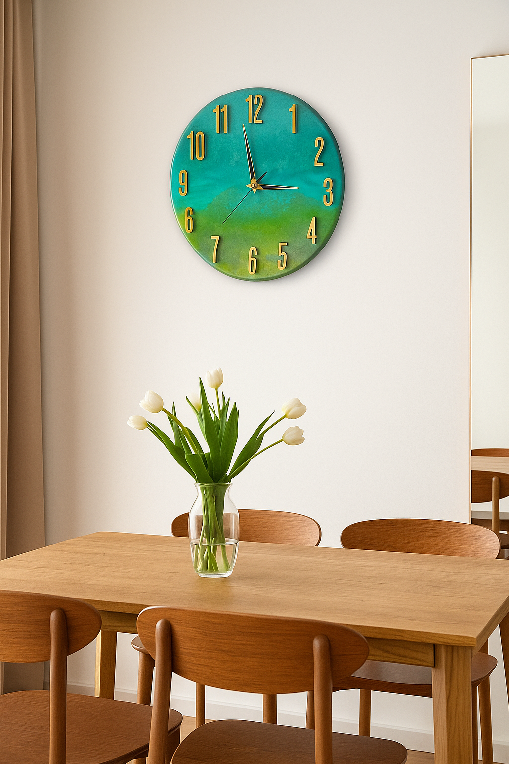 Verdant Horizon Epoxy Resin Wall Clock