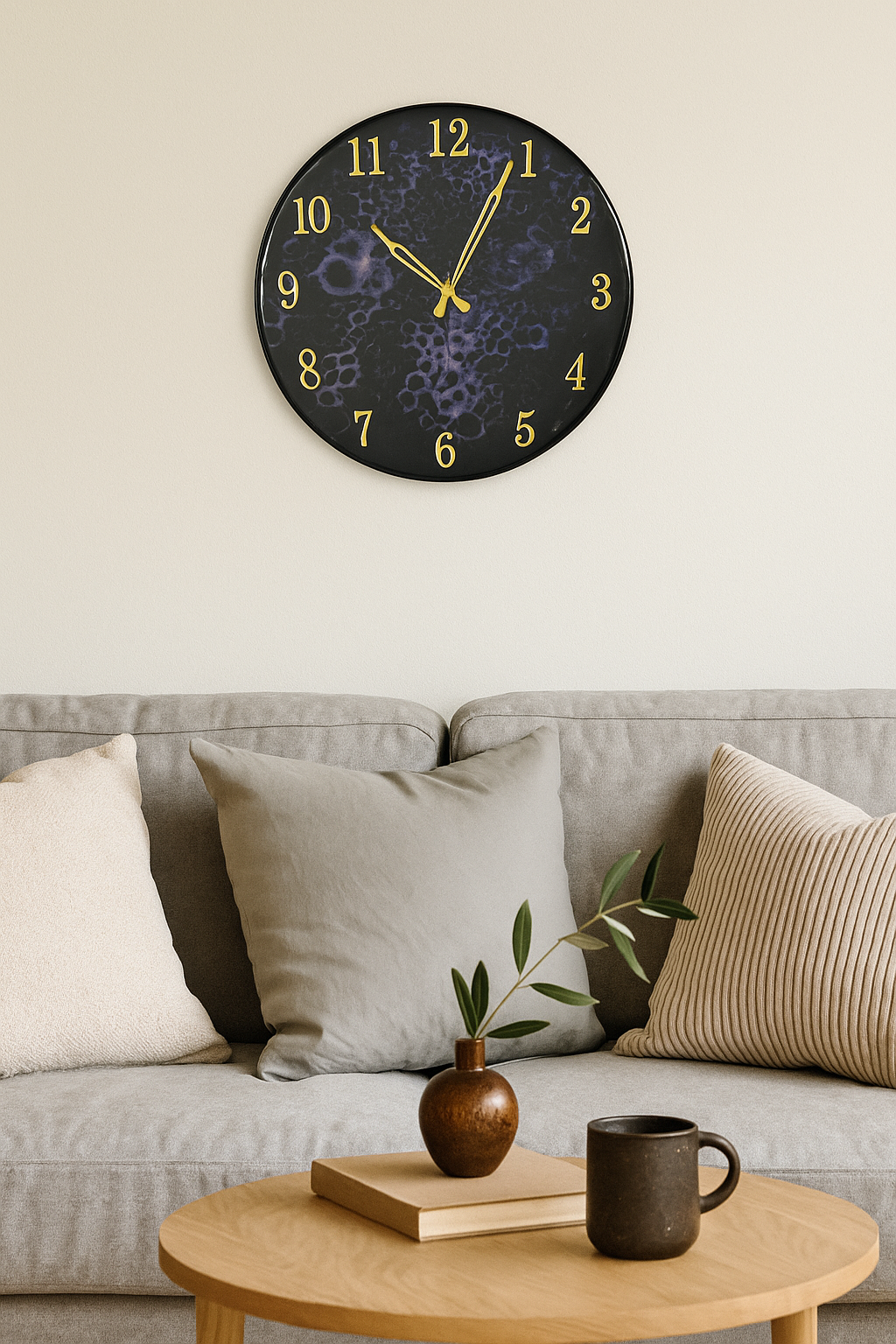 Midnight Amethyst Resin Wall Clock
