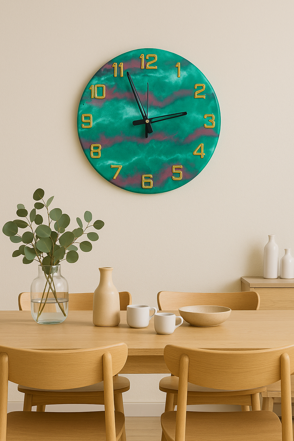 Mystic Jade Resin Wall Clock