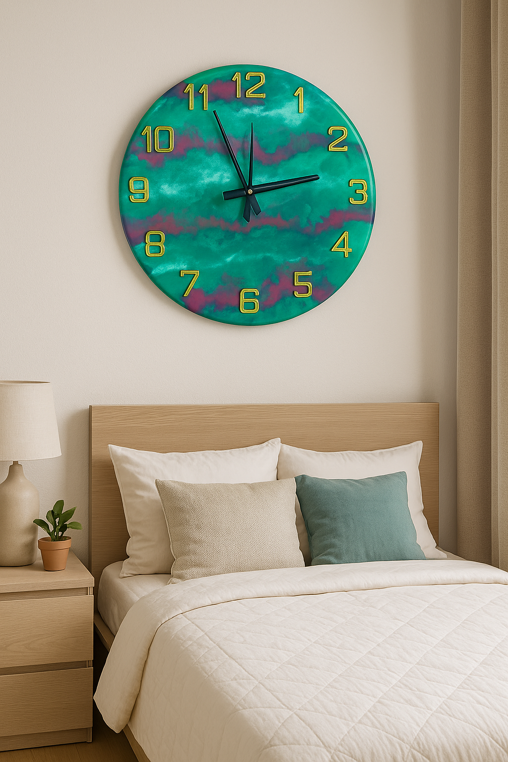 Mystic Jade Resin Wall Clock