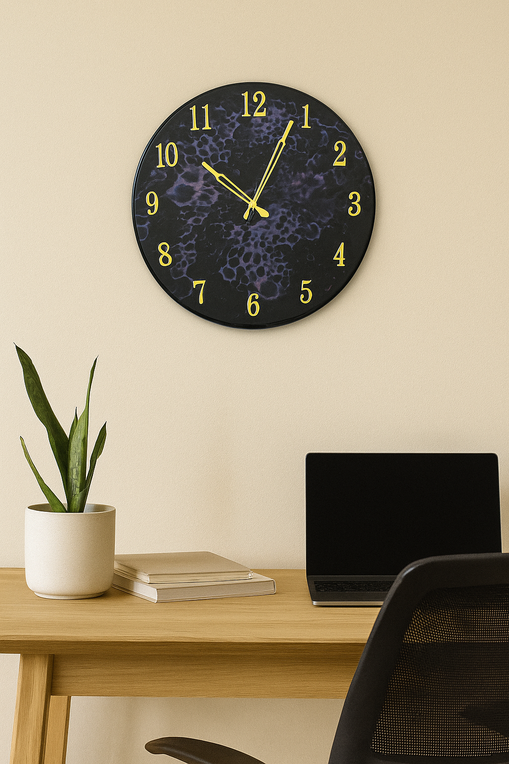 Midnight Amethyst Resin Wall Clock