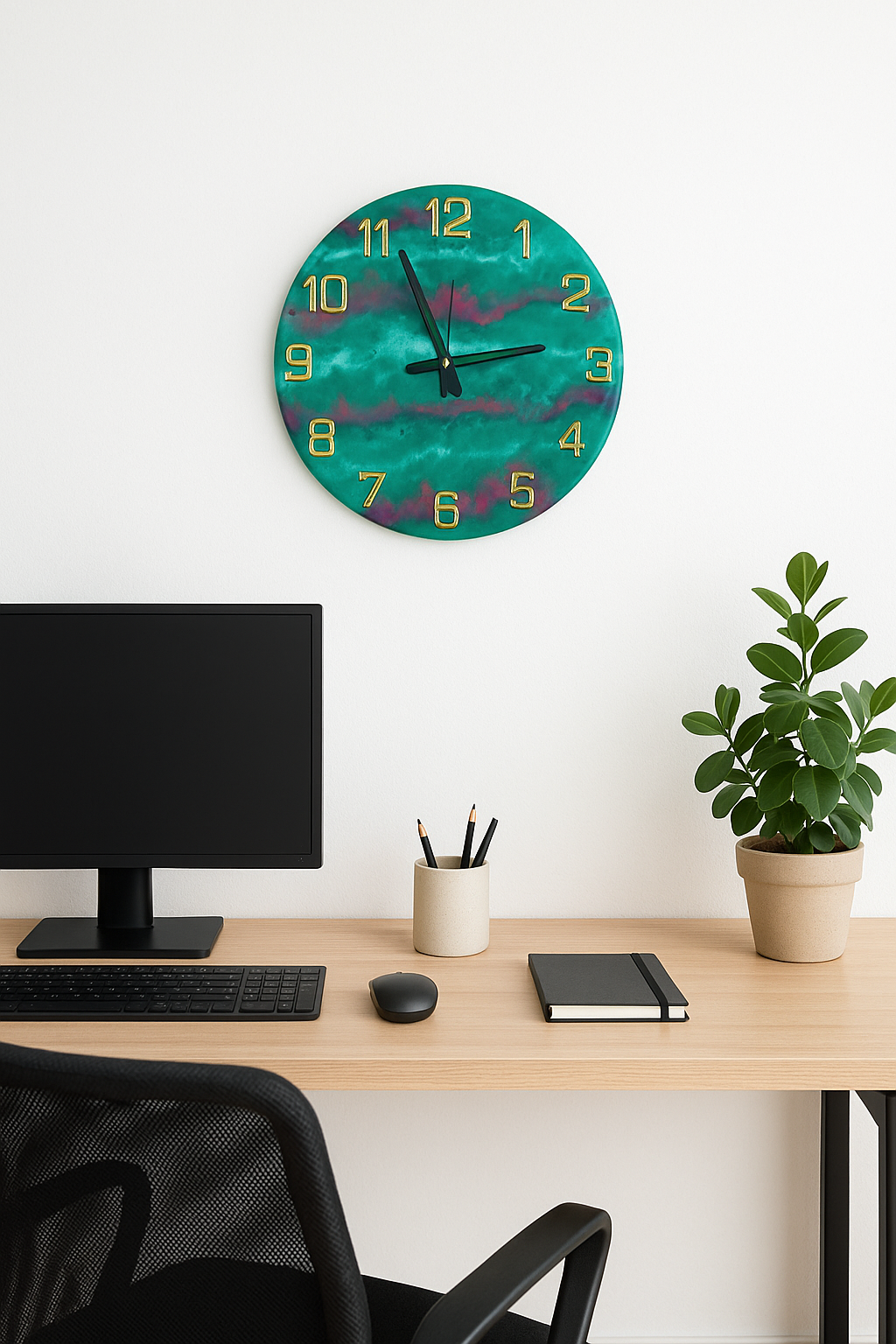 Mystic Jade Resin Wall Clock