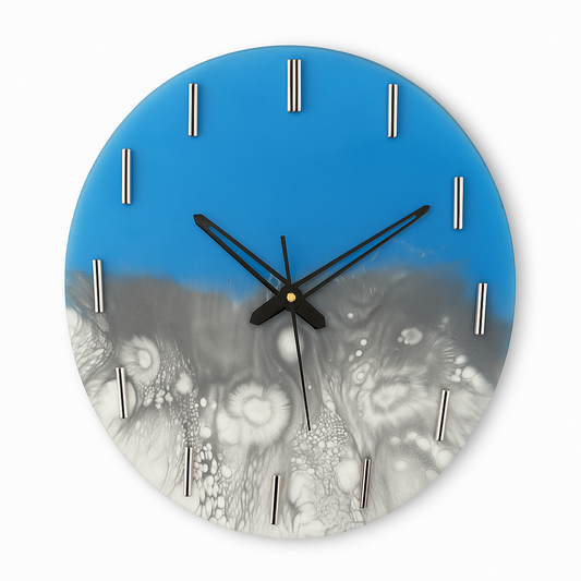 Arctic Mist Epoxy Resin Wall Clock