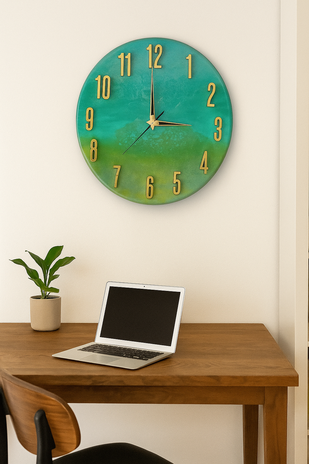 Verdant Horizon Epoxy Resin Wall Clock