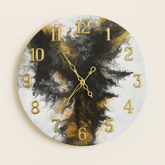 Obsidian Bloom – Handcrafted Resin Wall Clock