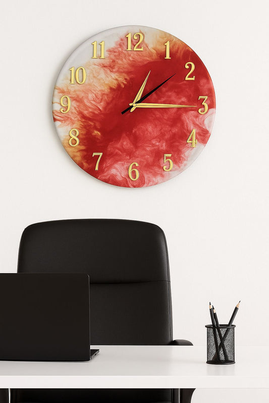 Ember Swirl – Handcrafted Resin Wall Clock