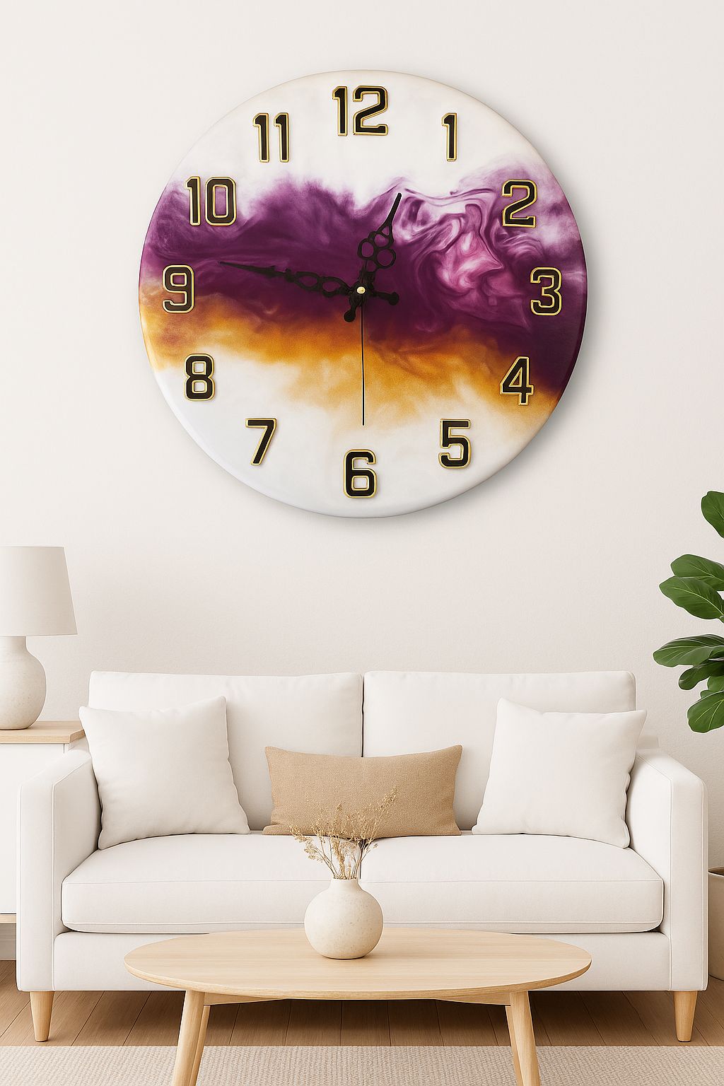 Twilight Bloom – Handcrafted Resin Wall Clock